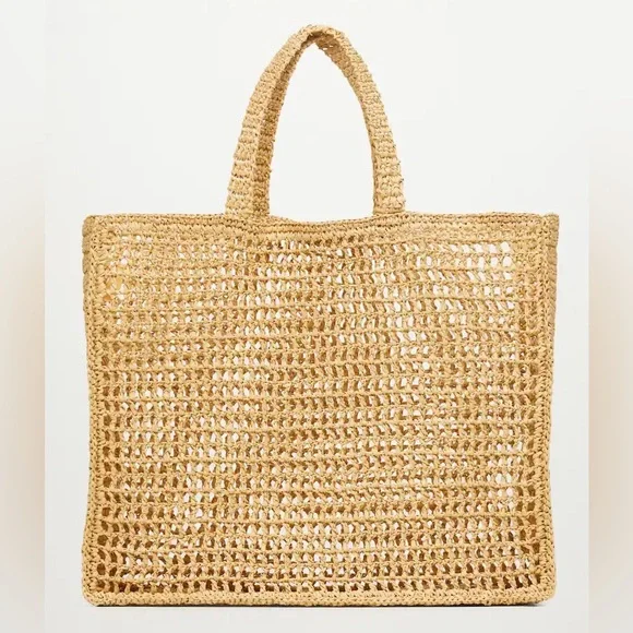 MANGO NWT Handmade Straw Large Tote Beach Bag - Picture 2 of 12